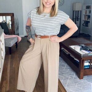Zyia pleated wide leg khaki pants